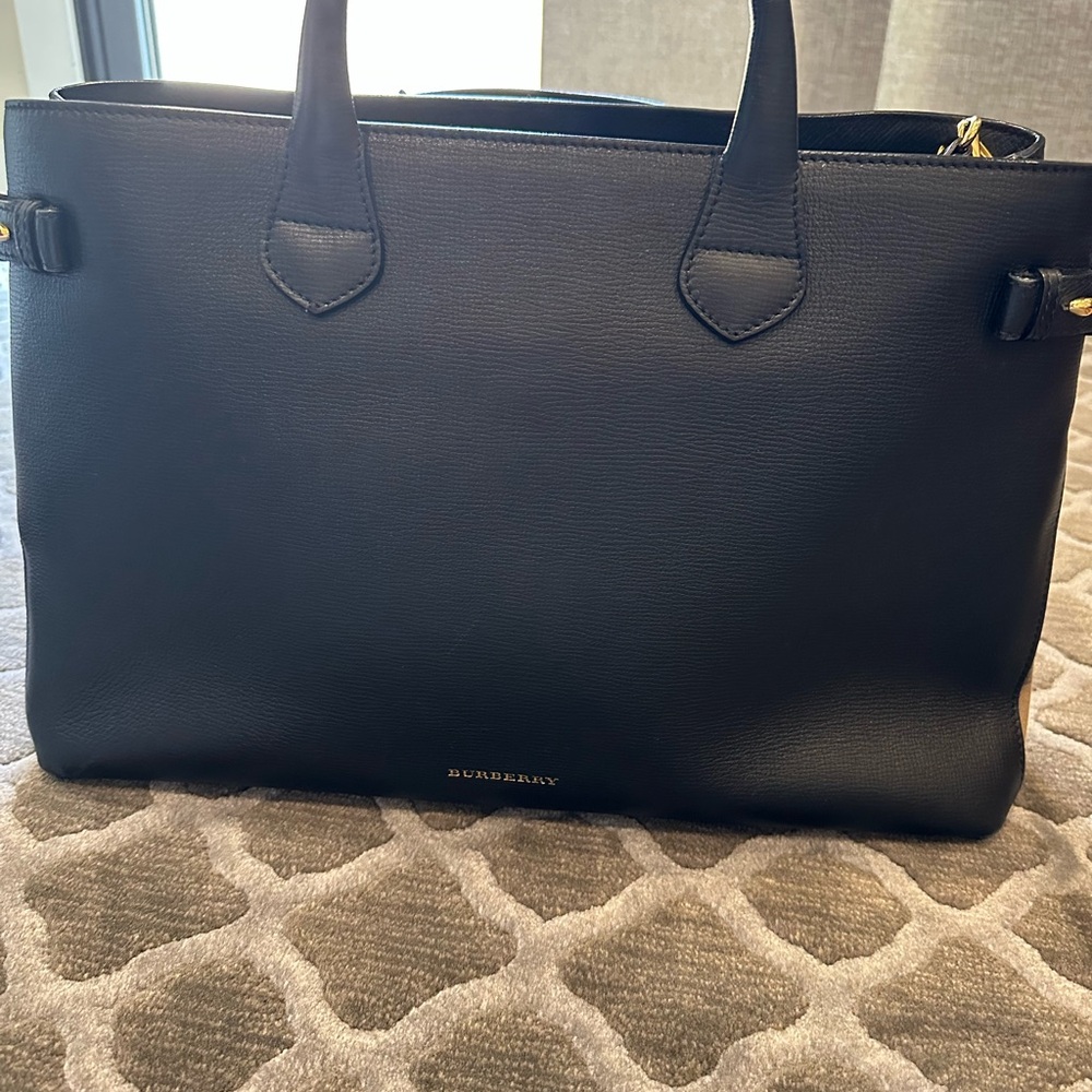 Burberry Black Leather Tote Bag